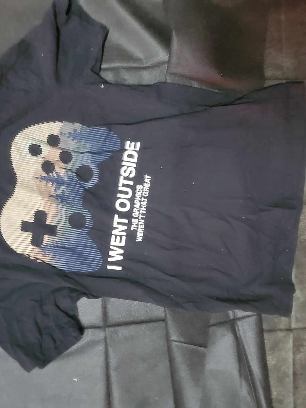 wonder nation Black Graphic "I Went Outside" Kids Tee with Blue Accents